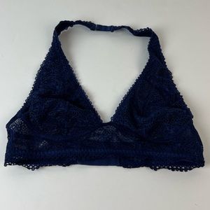Victoria’s Secret Adjustable Halter Neck Navy Lace Bralette, Small